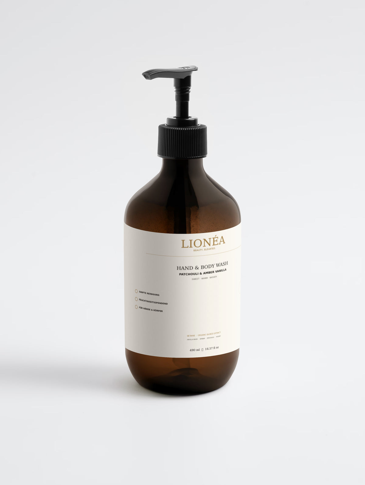 LIONÉA Hand & Body Wash – Patchouli & Amber Vanilla – 490 ml
